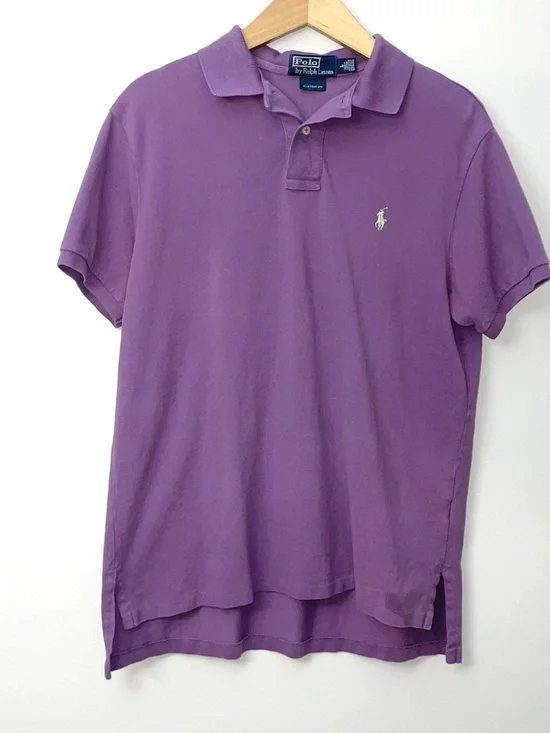 Polo Ralph Lauren Men's Polo Shirt Y2K Large Purple - Blue Label S/S Lime Pony
