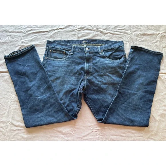 Polo Ralph Lauren Mens Straight Leg Jeans Blue Medium Wash 38x32 Stretch Denim