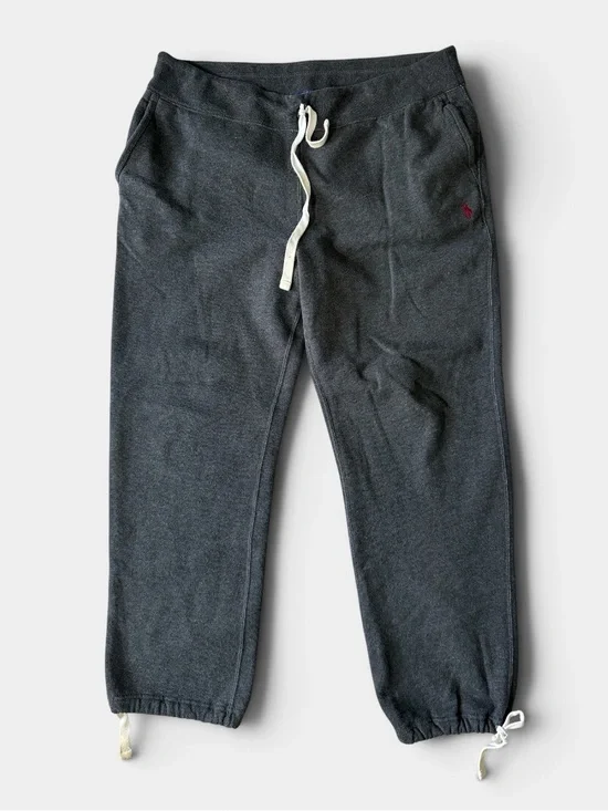 Polo Ralph Lauren mens L Large charcoal gray fleece drawstring sweatpants EUC