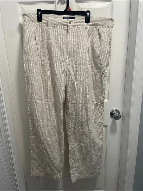 Polo by Ralph Lauren Cream Seersucker Chino Pants