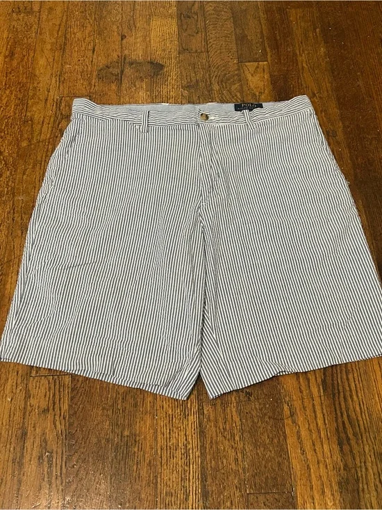 Polo by Ralph Lauren Navy and White Striped Flat Front Men’s Shorts