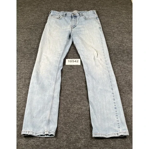 Carhartt Relaxed Fit Jeans Mens 34x34 Blue Denim Cotton Light Wash Straight Leg