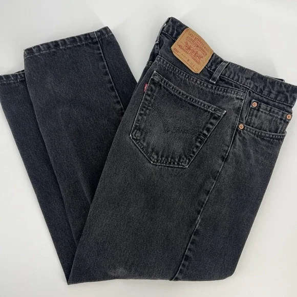 Levi's 550 Black Jeans Men's Size 36 x 29 Relaxed Fit Tapered Red Tag