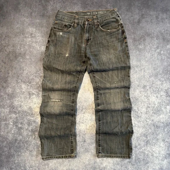 Y2K Guess Jayce Slim Bootcut Jeans Mens 29x30 Gray Distressed Denim