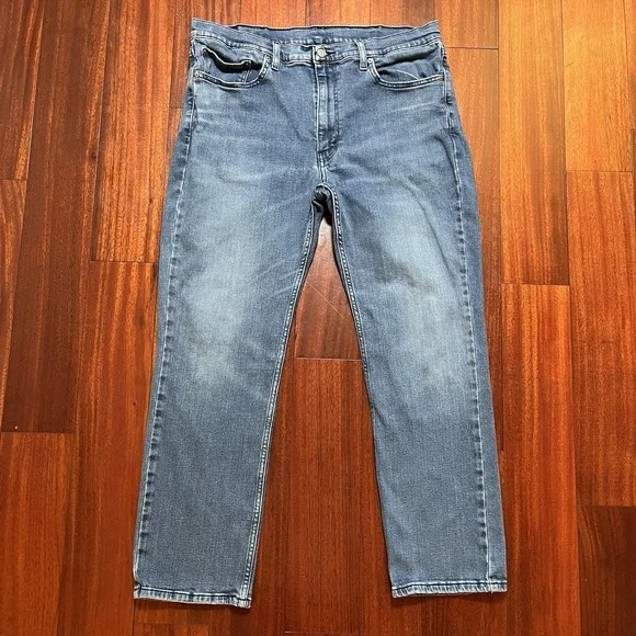 Levis Jeans Men 38x30 514 Blue Straight Leg Stretch Light Wash Denim Workwear