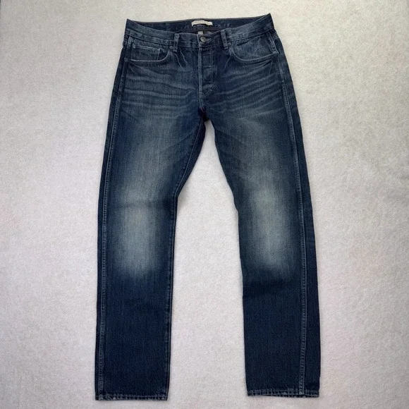 Banana Republic Heritage Straight Leg Jeans 34 Button Fly Fade Blue Denm
