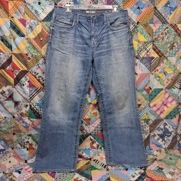 BKE Seth Jeans Mens 38 Regular Relaxed Fit Straight Leg Whiskered‎ Casual Pants