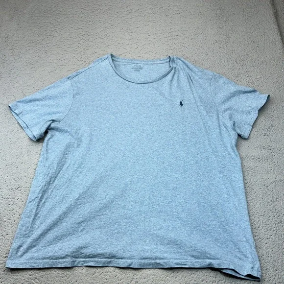 Polo Ralph Lauren T-Shirt Mens XXL Blue Heathered Pony Logo Short Sleeve