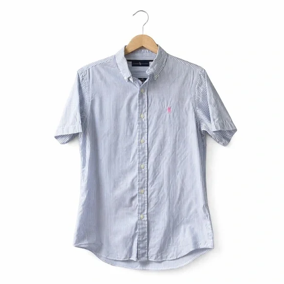 Polo Ralph Lauren Blue Striped Button Up Shirt. Small Great Condition Preppy