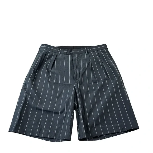 Polo Ralph Lauren Black White Striped Silk Cotton VTG 90s Mens Chino Short 34