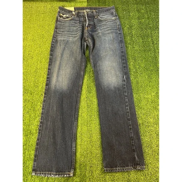 Hollister Classic Straight Jeans Mens 32x34 Medium Wash Button Fly Distressed