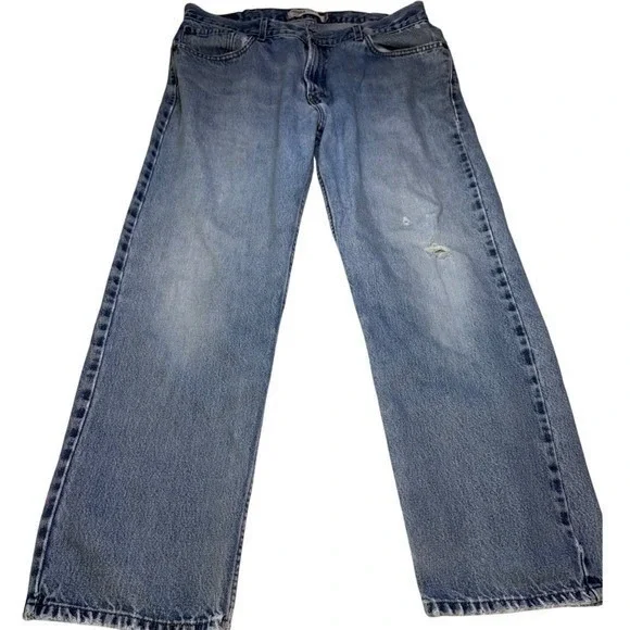 Levis 505 Regular Fit Straight Leg Jeans Mens 38x30 Light Wash‎ 100% Cotton