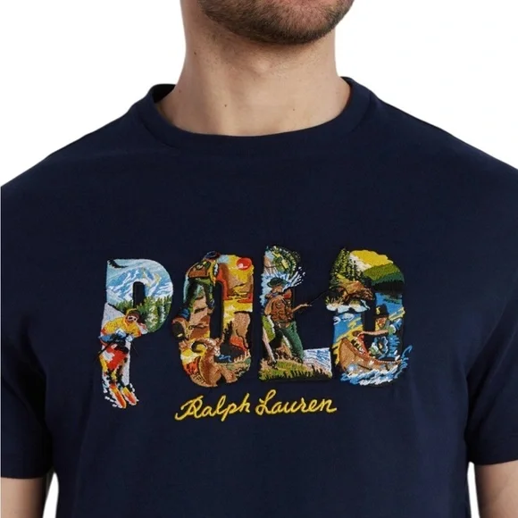 POLO Ralph Lauren Navy Embroidered Outdoor Adventures Tee Shirt