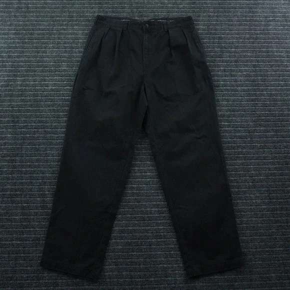 Vintage Polo Ralph Lauren Chino Pants Mens 36x29 Black Pleated Cotton Relaxed