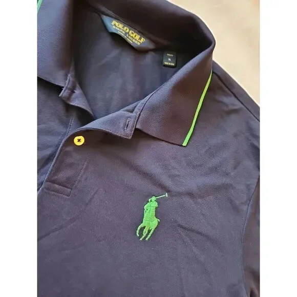 Ralph Lauren POLO GOLF Shirt Big Pony‎ SPELLOUT STAND-UP COLLAR Pro-Fit XL