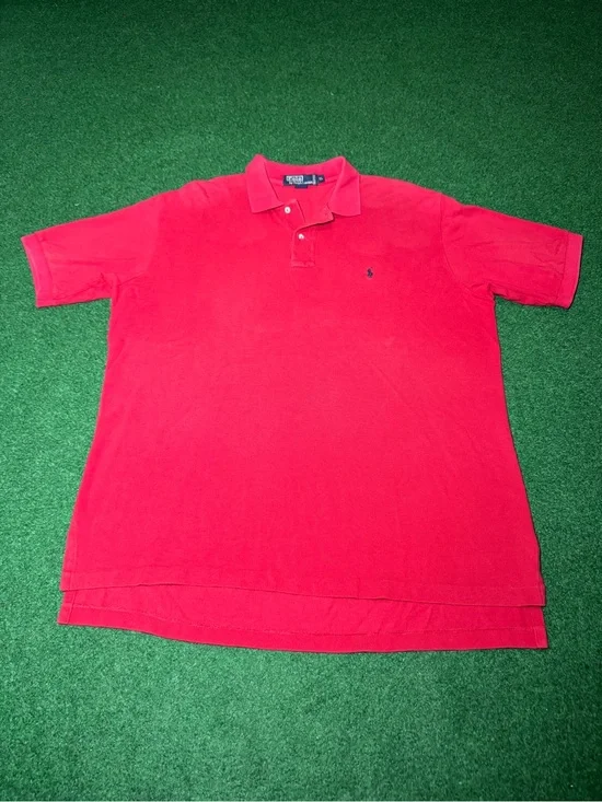 Polo Ralph Lauren Vintage Polo Red Collared Shirt XL 25x31 Preppy Golf 90s