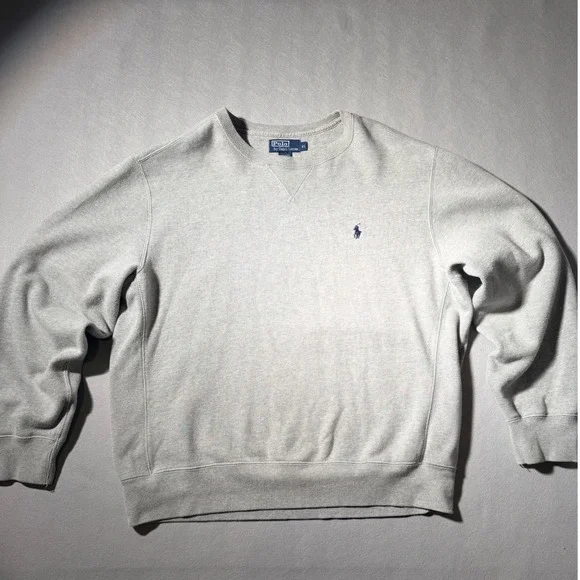 Polo Ralph Lauren Sweatshirt Mens XL Grey Crewneck Pony Logo Fleece Pullover