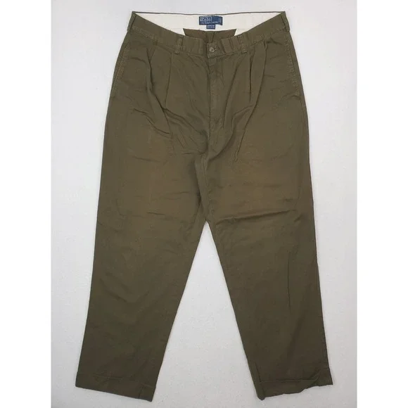 Vintage Polo Ralph Lauren Pants Mens 36x30 Green Hammond Pleated Chino Relaxed