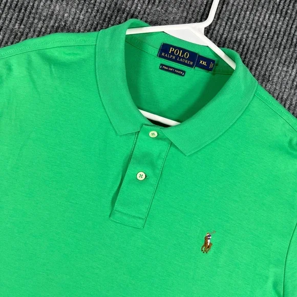Polo Ralph Lauren Polo Shirt Mens 2XL XXL Green Short Sleeve Pima Soft Touch‎