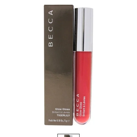 BECCA Glow Gloss 0.18oz Tigerlily Shimmer High Shine Lip Color Liquid Lipstick