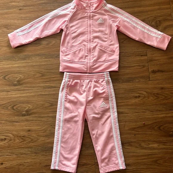 adidas Pink Kids Two-Piece Track Jacket & Pants Set