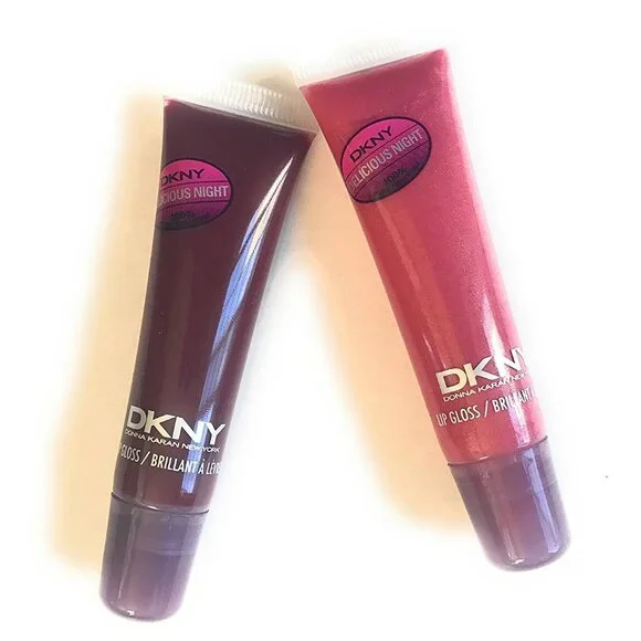 DKNY DELICIOUS DAY NIGHT LIPGLOSS PINK & PLUM NWOB SET OF 2