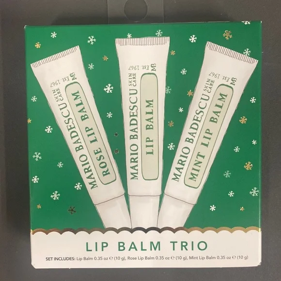 MARIO BADESCU Lip Balm Trio $24 Value  Regular, Rose, Mint NIB
