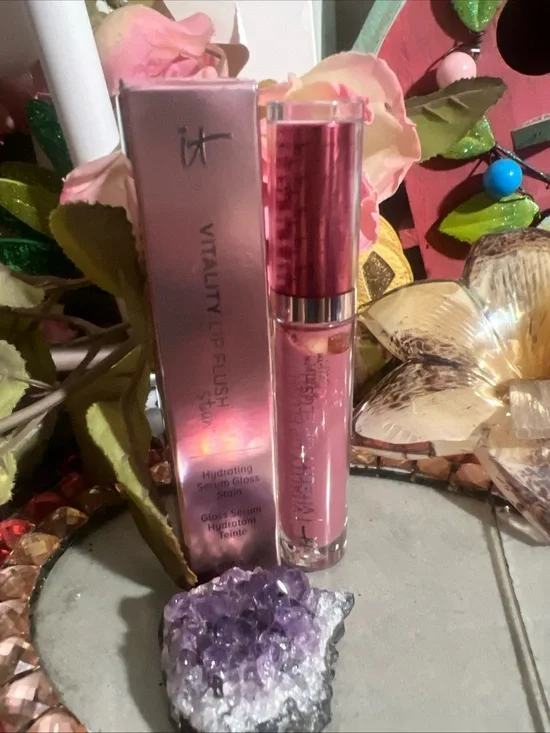 It Cosmetics Vitality Lip Flush Stain Sweet Rose Hydrating Serum Gloss ~ New