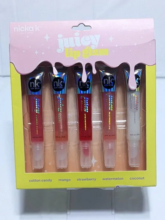 Nicka K New York Juicy Lip Glam Lip Shimmer Gloss Set 5 Pack NIB Fruits Flavors