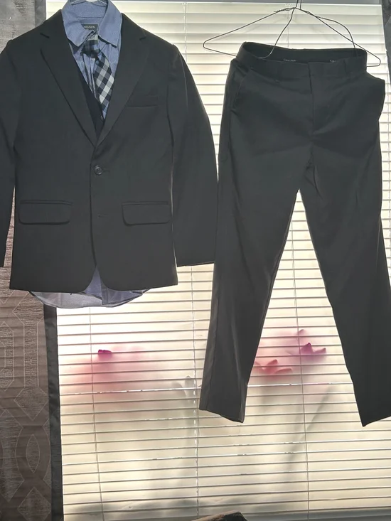 Classic Black Young Boy's Suit Jacket and Pants Set