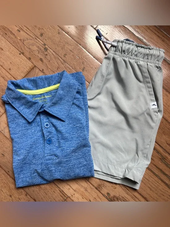Tommy Bahama Boys Set Of Active Polo Shirt And Shorts, Size Small 5/6