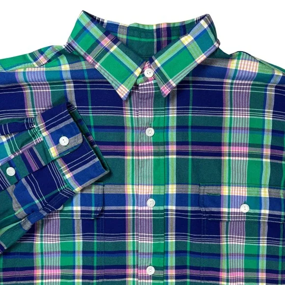 New Polo Ralph Lauren Button Up Men XL Green Multi Plaid Classic Fit Long Sleeve