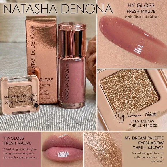 Natasha Denona Hy-Gloss Fresh Mauve + My Dream Palette Thrill Eyeshadow 444DCS