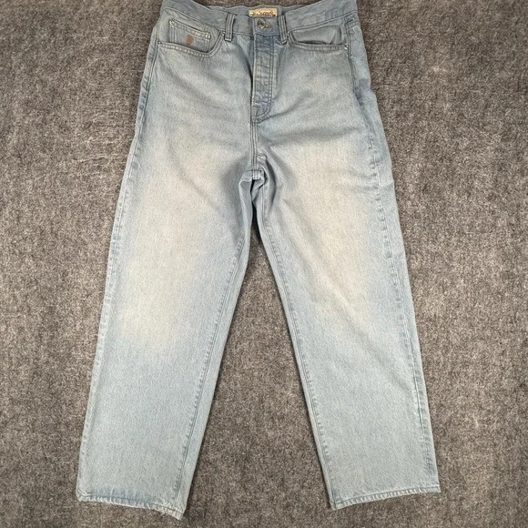 Stussy Relaxed Fit Light Wash Denim Jeans Mens 32 Baggy Skate Grunge Distressed