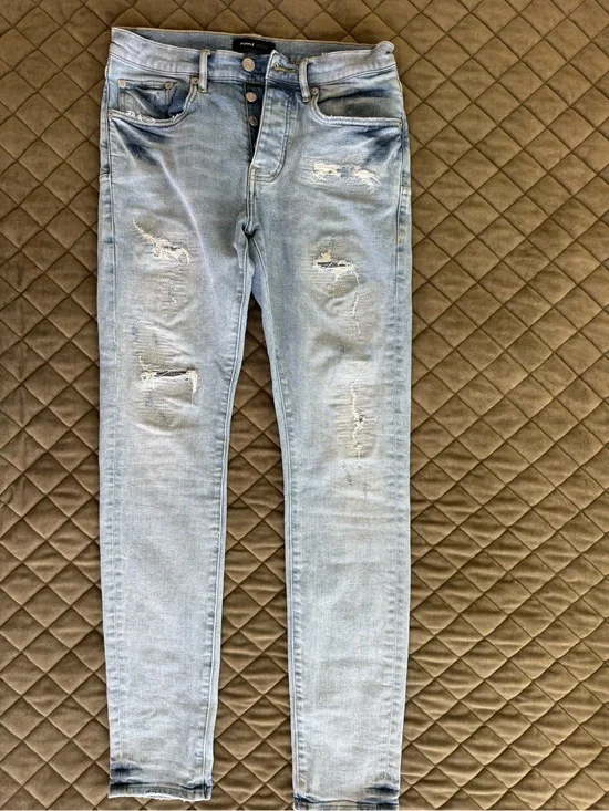 Purple Brand P001 Light Wash Distressed Skinny Stretch Jeans W30