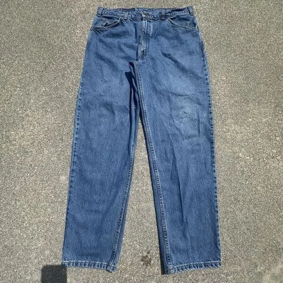 Vintage Orange Tab Levis 505 Jeans Mens 38x32 Straight Blue Denim Made In Canada