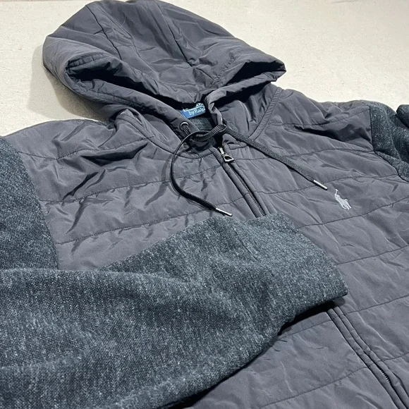 Polo‎ Ralph Lauren Mens Quilted Puffer Jacket Full Zip Hooded Black XL