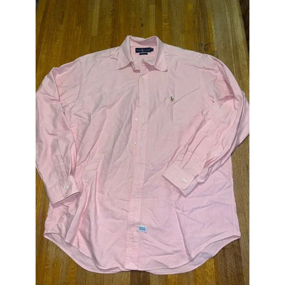 Polo Ralph Lauren Yarmouth Mens 16-35 Pink‎ Oxford Long Sleeve Cotton Pony Shirt