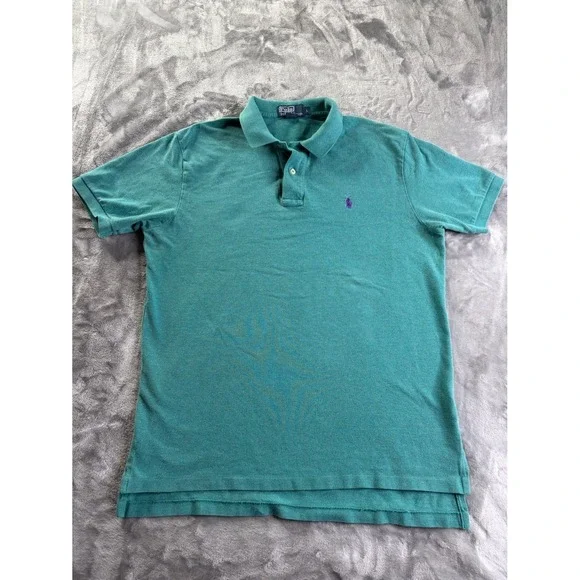 Polo Ralph Lauren Classic Fit Men's Shirt L Green Two-button Placket