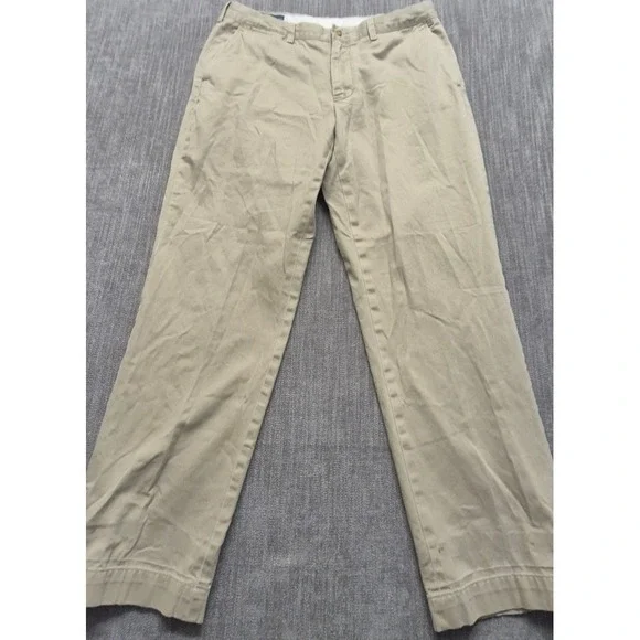 Polo Ralph‎ Lauren men's khaki Preston pants 36x32 flat front 100% Cotton preppy