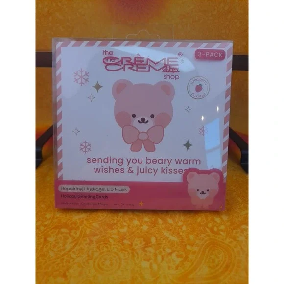 The Crème Shop Strawberry Hydrogel Lip Mask 3-Pack, Vegan +‎ Greeting Cards
