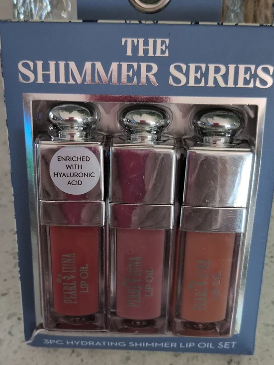 PEARL LUNA The Shimmer Series 3pc Hydrating Shimmer Lip Oil Set - New