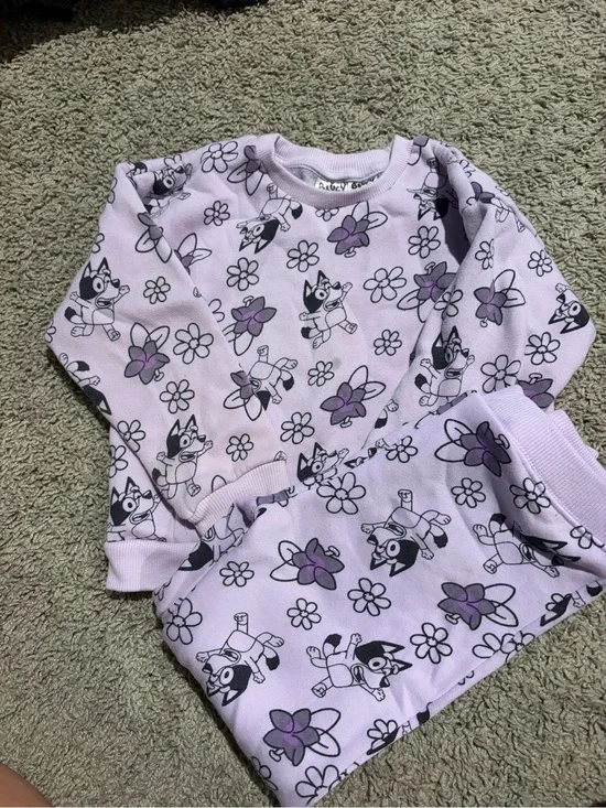 Lilac Cartoon Flower Kids Pajama Set