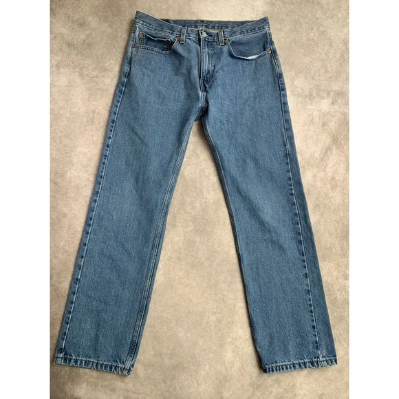 Levis 505 Regular Fit Straight Leg Jeans Mens 34x32‎ Blue Medium Wash Denim