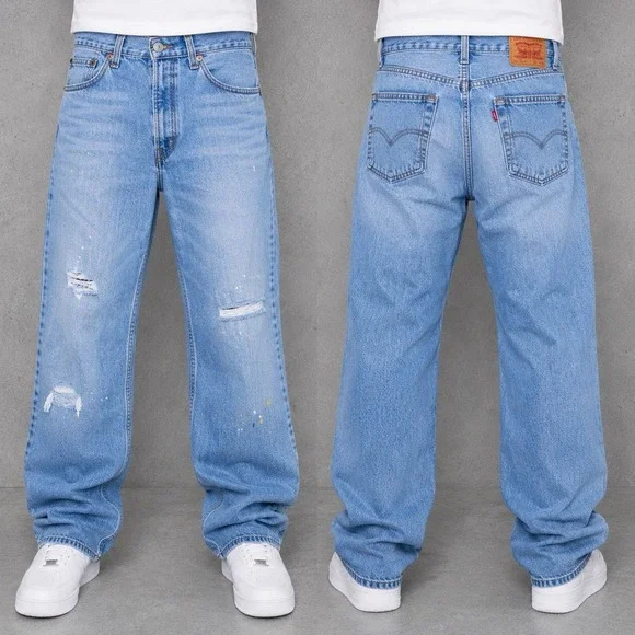 Vintage Levi's 550 Relaxed Fit Jeans Men's Size 34x34 (Fits 32x34) Blue Distress