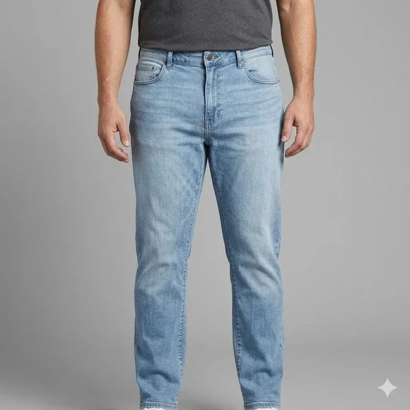 Mutual Weave The Athletic Jeans‎ Light Wash Stretch Tapered Denim 38x36