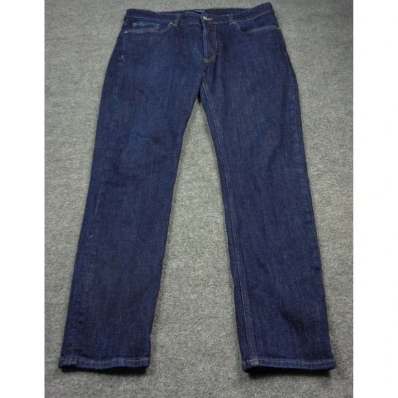 Peter Millar Crown Crafted Mens Dark Indigo Slim Straight Jeans 36x32 Blue