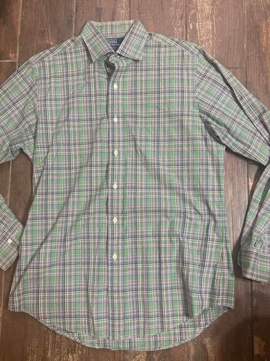 Polo Ralph Lauren men’s green plaid button up shirt Size L #preppy #classic