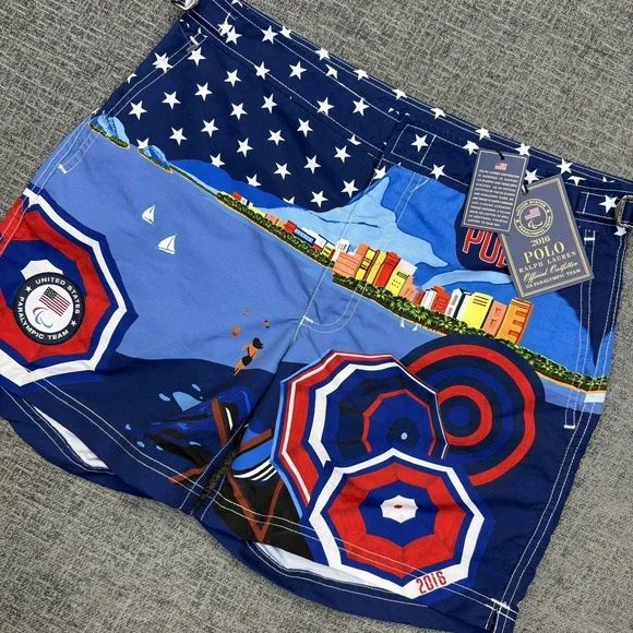 Polo Ralph Lauren Team USA 2016 Rio Olympic Paralympic Swimtrunks‎ Men's 30 NWT