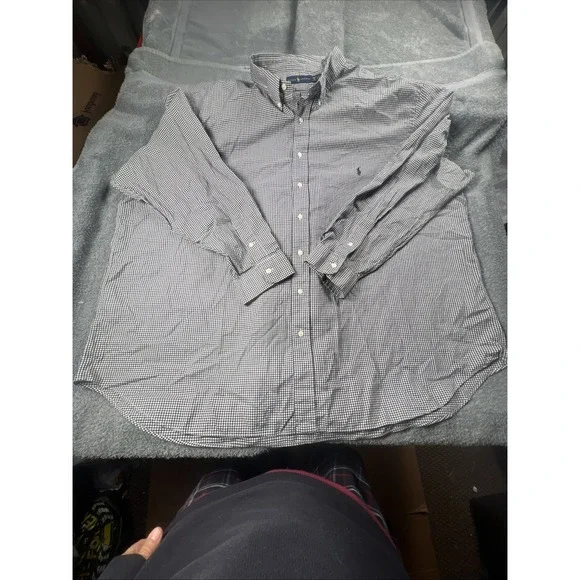 Polo Ralph Lauren Long Sleeve Button Down Black White Gingham Check Men's‎ 4XB